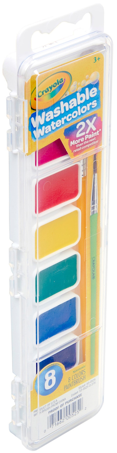 Crayola 53-0525 Washable Watercolor Paints, 8 Color