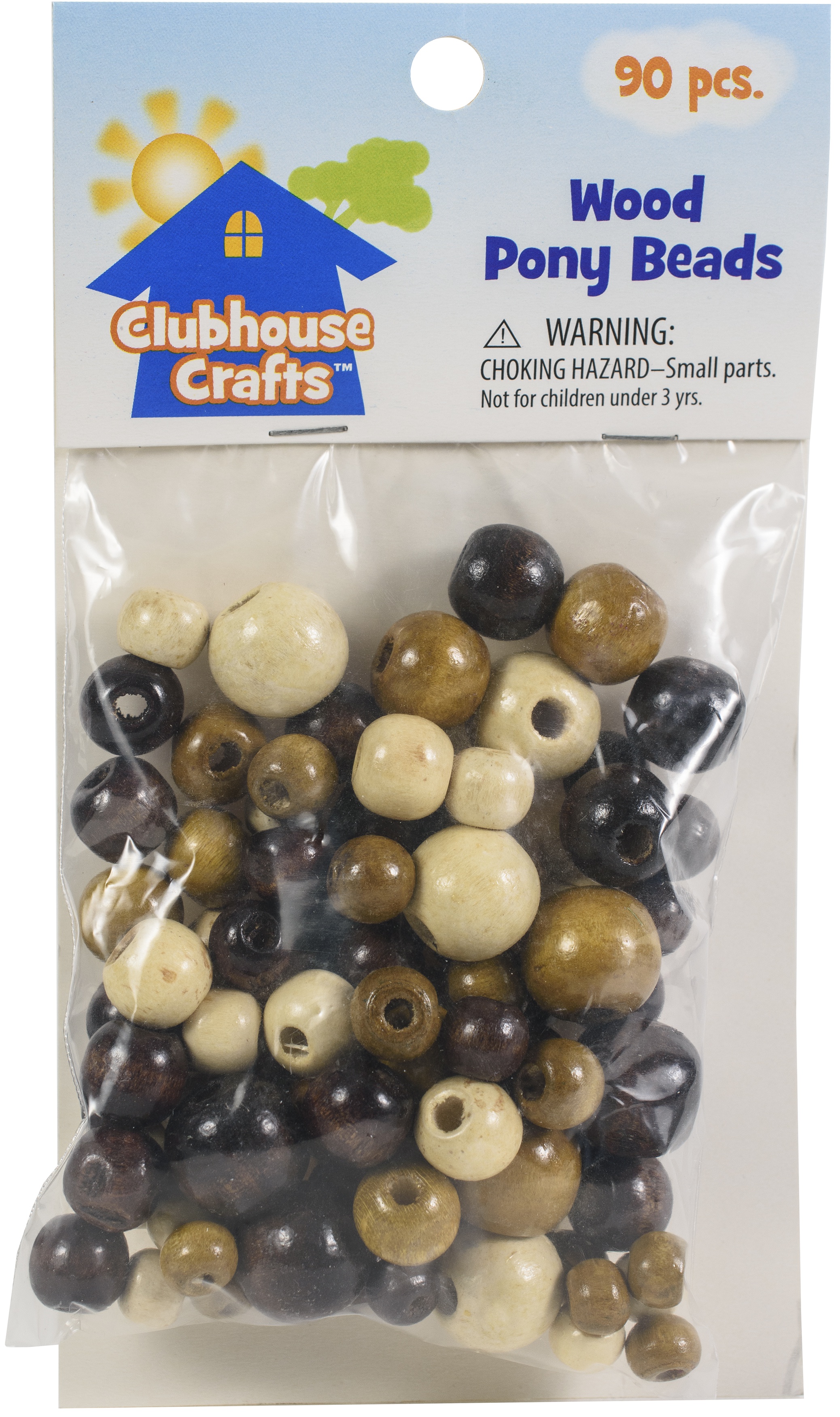 6 Pack Award-winning store Clubhouse Crafts Wood 90 Max 67% OFF Pony Beads -89001-25 Pkg