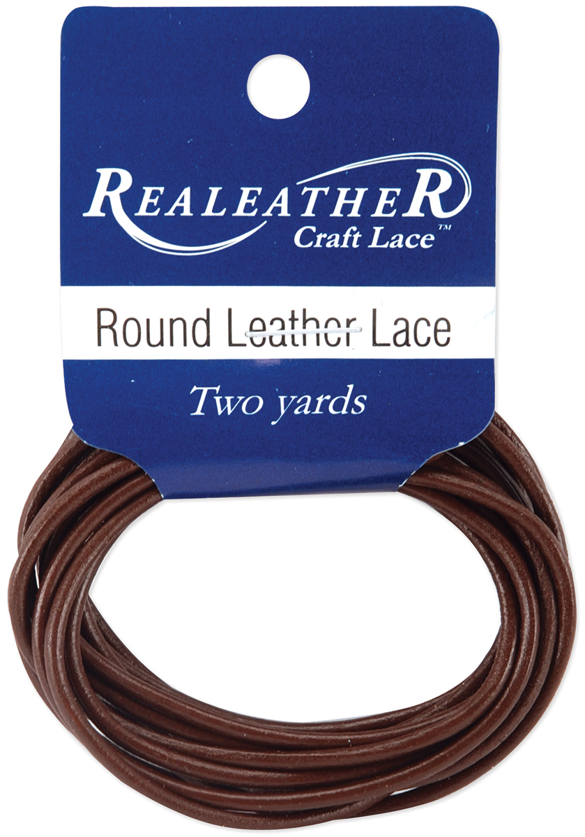 6 Pack Realeather Crafts Round Leather Lace 2mmX2yd Packaged-Brown RL0202-0103 - Picture 1 of 1