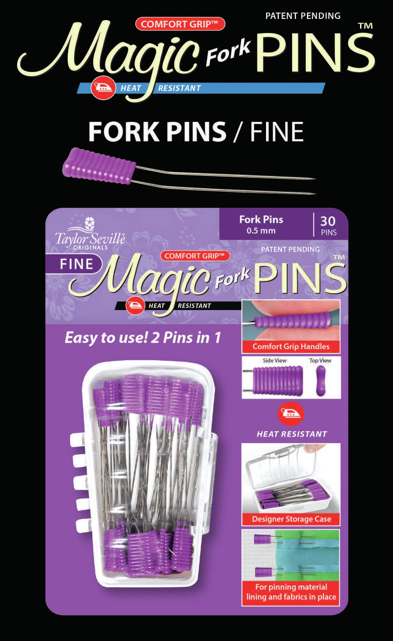 Taylor Seville Magic Fork Pins Fine-Purple 30/Pkg 219638 - Picture 1 of 1