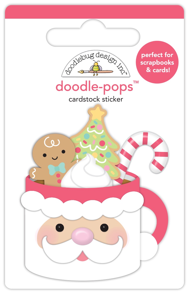 6 Pack Doodlebug Doodle-Pops 3D Stickers-Gingerbread Kisses Christmas Cocoa DB82 - Afbeelding 1 van 1