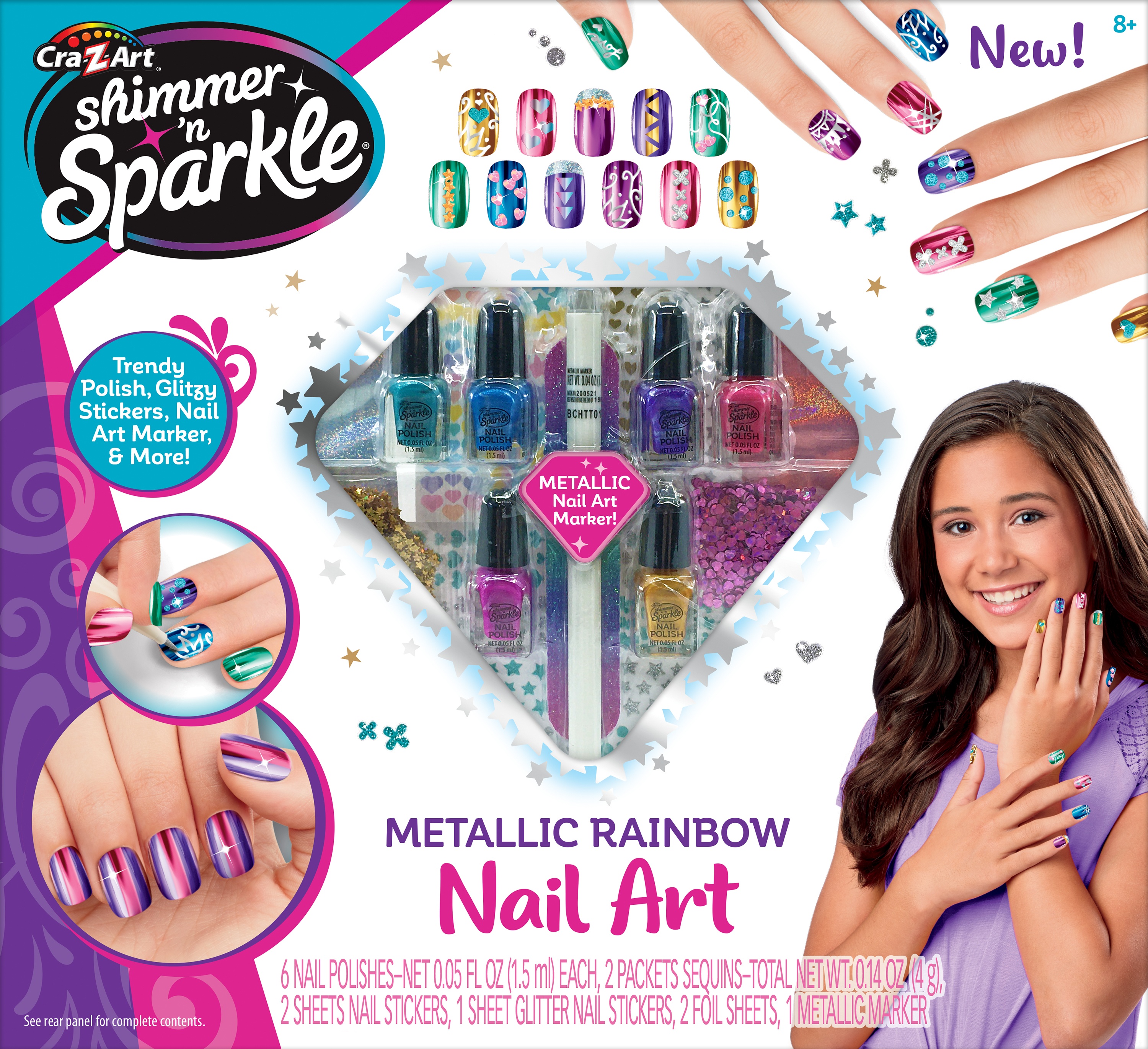 Image of 4 Pack Cra-Z-Art Shimmer  N Sparkle Metallic Rainbow Nail Art Kit655404
